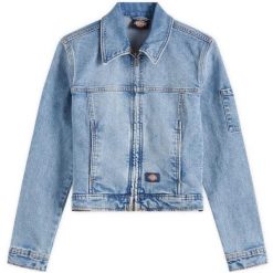 Kurtka dżinsowa Dickies Slim Rinsed Faded Blue. Niebieskie kurtki damskie Dickies, bez wzorów, bez kaptura. Za 486.45 zł.