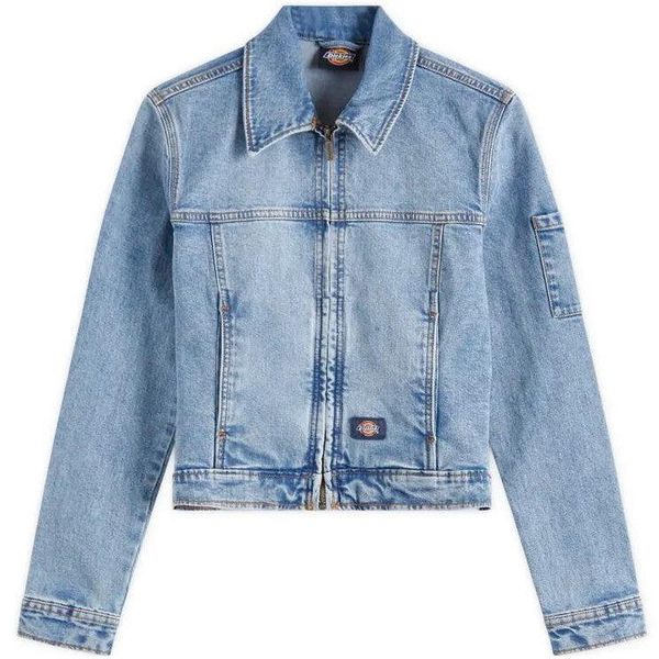 Kurtka dżinsowa Dickies Slim Rinsed Faded Blue. Niebieskie kurtki damskie Dickies, bez wzorów, bez kaptura. Za 486.45 zł.