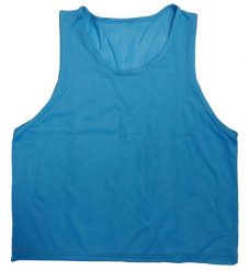 Koszulka rozróżniająca 130/155 cm. Niebieskie topy sportowe damskie KUBISPORT, l, bez wzorów, z materiału, bez ramiączek. Za 16.00 zł.
