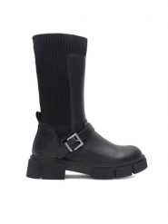 DeeZee Kozaki CS6191-10 Czarny. Czarne kozaki dziewczęce DeeZee, bez wzorów, z syntetyku, bez obcasa. Za 179.99 zł.