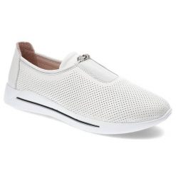 Białe Półbuty Venezia Stylowe Obuwie Damskie. Białe półbuty damskie Venezia, bez wzorów, z gumy, eleganckie, bez obcasa, na platformie. Za 309.00 zł.