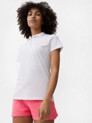4F Koszulka polo regular damska XS. Białe bluzki damskie 4f, xs, bez wzorów, z bawełny, bez kołnierzyka, bez ramiączek. W wyprzedaży za 19.99 zł.