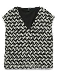 Vero Moda Bluzka w kolorze czarno-kremowym rozmiar: M. Czarne bluzki damskie Vero Moda, m, bez wzorów, bez kołnierzyka, bez ramiączek. Za 93.51 zł.
