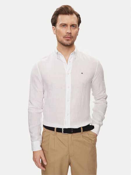 Tommy Hilfiger Koszula MW0MW34602 Biały Regular Fit. Białe koszule męskie Tommy Hilfiger, m, bez wzorów, ze lnu, bez kołnierzyka, bez ramiączek. Za 339.99 zł.