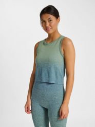 Króki top bez szwów damski Hummel Gradient. Zielone topy sportowe damskie HUMMEL, m, bez wzorów, z materiału, bez ramiączek. Za 167.00 zł.