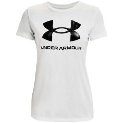 Koszulka damska z krótkimi rękawami UA Rival Logo Under Armour 1356305. Białe bluzki damskie Under Armour, bez kołnierzyka, bez ramiączek. Za 129.99 zł.