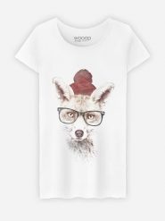 WOOOP Koszulka w kolorze białym rozmiar: L. Białe bluzki damskie Wooop, l, bez wzorów, z bawełny, bez kołnierzyka. Za 56.99 zł.