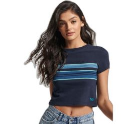 Koszulka court rayé femme Superdry Vintage. Niebieskie t-shirty damskie Superdry., bez wzorów, bez kołnierzyka. Za 103.80 zł.