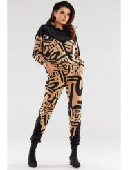 Awama Spodnie w kolorze jasnobrązowo-czarnym rozmiar: XL. Brązowe spodnie materiałowe damskie Awama, bez wzorów, z materiału. Za 144.99 zł.