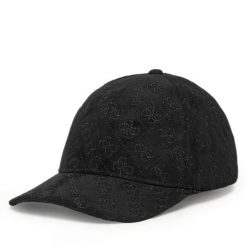 Czapka z daszkiem Guess. Czarne czapki z daszkiem damskie Guess, z aplikacjami. Za 199.99 zł.