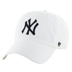 Czapka z daszkiem męska New York Yankees MLB Clean Up Cap. Białe czapki męskie 47 Brand, na lato, bez wzorów, z bawełny, sportowe. Za 186.50 zł.