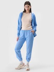 4F Spodnie dresowe joggery damskie - niebieskie XS. Niebieskie spodnie dresowe damskie 4f, l, bez wzorów, z bawełny. Za 129.99 zł.