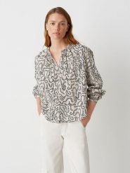 OPUS Bluzka w kolorze kremowym rozmiar: 40. Brązowe bluzki damskie Opus, bez wzorów, z bawełny, bez kołnierzyka, bez ramiączek. Za 143.99 zł.