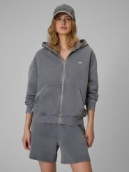4F Bluza dresowa oversize z kapturem damska - szara L. Szare bluzy sportowe damskie 4f, l, bez wzorów, z dresówki. Za 199.99 zł.