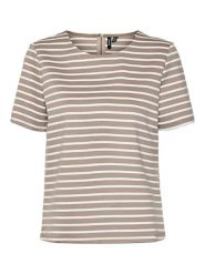 Vero Moda Koszulka w kolorze jasnobrązowo-białym rozmiar: XS. Białe bluzki damskie Vero Moda, xs, bez wzorów, bez kołnierzyka, bez ramiączek. Za 57.06 zł.