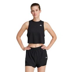 Damski tank top adidas Workout Essentials Boxy. Czarne topy damskie Adidas, bez wzorów, bez kołnierzyka. Za 148.50 zł.