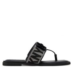 Japonki DKNY. Czarne klapki damskie DKNY, bez wzorów, bez obcasa. Za 289.99 zł.