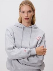 Bluza z haftem - jasnoszary. Szare bluzy bez kaptura damskie Reserved, l, z bawełny. Za 119.99 zł.