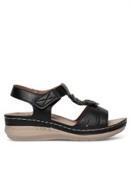 Clara Barson Sandały WYL0510-20 Czarny. Czarne sandały damskie Clara Barson, bez wzorów, z syntetyku, bez obcasa, na płaskiej podeszwie. Za 59.99 zł.