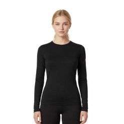 Koszulka z długim rękawem damska 100% wełny merynosów - Bjork 210. Czarne t-shirty damskie FJORK MERINO, xl, bez wzorów, z wełny, bez kołnierzyka. Za 519.00 zł.