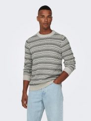 ONLY & SONS Sweter w kolorze beżowym rozmiar: S. Brązowe swetry męskie Only & Sons, s, bez wzorów, bez kołnierzyka. Za 87.81 zł.
