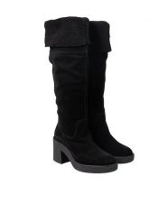 Geox Kozaki "Adrya M" | D949UB023BH | Kobieta | Czarny. Czarne kozaki damskie Geox, ze skóry, bez obcasa. W wyprzedaży za 449.00 zł.