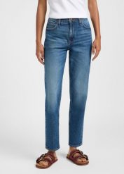 DAMSKIE SPODNIE LEE CAROL HIGHER CLIMB 112365067. Spodnie materiałowe damskie Lee, bez wzorów, z jeansu. Za 219.99 zł.