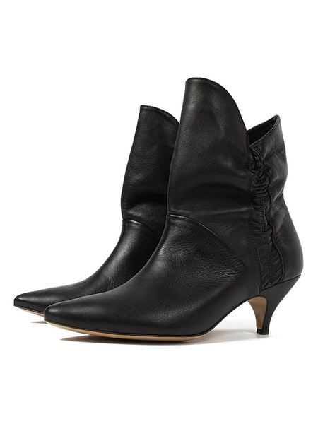 Loft37 Skórzane botki w kolorze czarnym rozmiar: 37. Czarne botki damskie loft37, eleganckie, bez obcasa, na szpilce, bez zapięcia. Za 268.55 zł.