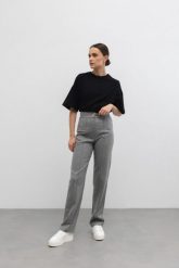 Eleganckie WEŁNIANE spodnie w kolorze SZARYM -VEZELAY-M. Szare spodnie materiałowe damskie Marsala, bez wzorów, z elastanu, biznesowe. W wyprzedaży za 131.97 zł.