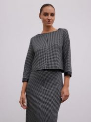 BGN Bluzka w kolorze czarno-szarym rozmiar: 40. Czarne bluzki damskie BGN, bez wzorów, bez kołnierzyka, bez ramiączek. Za 91.56 zł.