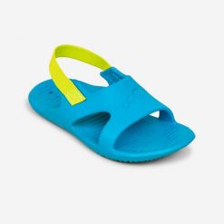 Sandały basenowe dla dzieci Nabaiji Slap 100 Basic. Niebieskie bluzki sportowe damskie Decathlon, s, z kauczuku, bez kołnierzyka, bez ramiączek. Za 24.99 zł.