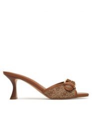 Guess Klapki FLJDI2 FAL03 Brązowy. Brązowe klapki damskie Guess, z aplikacjami, z materiału, bez obcasa. Za 413.99 zł.