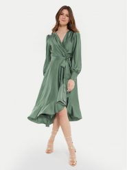 Swing Sukienka koktajlowa 5AE29200 Zielony Relaxed Fit. Zielone sukienki damskie Swing, bez wzorów, z syntetyku, wizytowe, bez kołnierzyka, bez ramiączek. Za 839.99 zł.