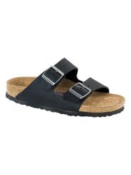 Birkenstock Skórzane klapki "Arizona" w kolorze czarnym rozmiar: 39. Czarne klapki damskie Birkenstock, bez wzorów, bez obcasa. Za 394.38 zł.