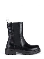 Musk Botki w kolorze czarnym rozmiar: 40. Czarne botki damskie MUSK, z materiału, z okrągłym noskiem, bez obcasa, bez zapięcia. Za 82.64 zł.