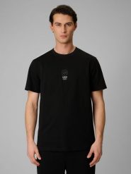 4F T-shirt relaxed z nadrukiem męski - czarny M. Czarne t-shirty męskie 4f, m, bez wzorów, z dzianiny, bez kołnierzyka. Za 79.99 zł.