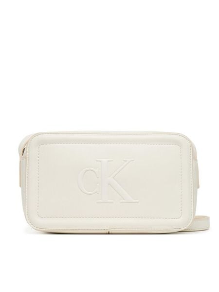 Calvin Klein Torebka Bold Ck Camera Bag LV04F3220G Biały. Białe listonoszki damskie CALVIN KLEIN, bez wzorów, ze skóry, bez dodatków. Za 209.99 zł.