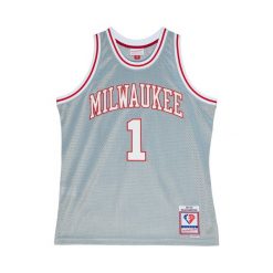 Koszulka NBA Milwaukee Bucks Oscar Robertson 75th NBA. Białe bluzki damskie Mitchell & Ness, bez wzorów, sportowe, bez kołnierzyka, bez ramiączek. W wyprzedaży za 565.50 zł.