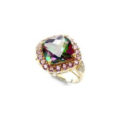 ZORZA POLARNA złoty pierścionek mistic topaz ametysty diamenty duży koktajlowy 5,2 ct. Żółte pierścionki damskie Braccatta, z ametystem, złote. W wyprzedaży za 1,249.00 zł.