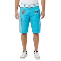 Spodenki męskie Canadian Peak Pharell. Niebieskie szorty męskie Canadian Peak, na lato, z aplikacjami, z bawełny, klasyczne. Za 153.44 zł.