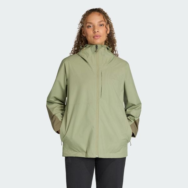 Kurtka przeciwdeszczowa Terrex Multi 2.5 Layer CLIMAPROOF. Brązowe kurtki damskie Adidas, l, bez wzorów, z materiału, bez kaptura. Za 699.00 zł.