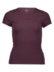 GAP Koszulka w kolorze ciemnofioletowym rozmiar: XS. Różowe bluzki damskie GAP, xs, bez wzorów, prążkowane, bez kołnierzyka, bez ramiączek. Za 65.95 zł.