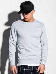 Bluza męska bez kaptura BASIC - srebrna. Szare bluzy bez kaptura męskie Ombre Clothing, m, z bawełny. W wyprzedaży za 29.99 zł.