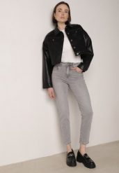 Szare Bawełniane Jeansy Regular Fit z Elastycznego Denimu Timarose. Szare jeansy damskie Born2be. Za 119.99 zł.