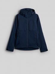 4F Kurtka softshell wiatroodporna membrana 8000 męska - granatowa L. Niebieskie kurtki męskie 4f, l, bez wzorów, z softshellu, bez kaptura. Za 499.99 zł.