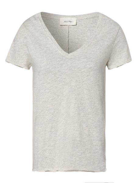 American vintage T-shirt Kobiety Dżersej szary|beżowy, L. Brązowe t-shirty damskie American vintage, l, bez wzorów, z dżerseju, bez kołnierzyka. Za 249.95 zł.