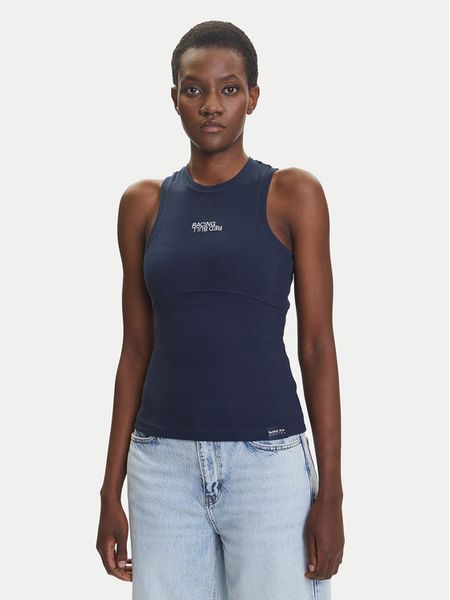 Pepe Jeans Top Red Bull Racing Logo RL500011 Granatowy Slim Fit. Niebieskie topy damskie Pepe Jeans, xs, bez wzorów, z bawełny, bez ramiączek. Za 89.99 zł.
