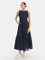 Pepe Jeans Sukienka codzienna Deborah PL953666 Granatowy Regular Fit. Niebieskie sukienki damskie Pepe Jeans, na co dzień, m, bez wzorów, z bawełny, bez kołnierzyka, bez ramiączek, proste. Za 379.99 zł.