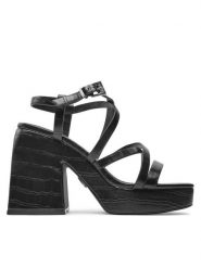 Buffalo Sandały Sydney Miss 1291578 Czarny. Czarne sandały damskie Buffalo, bez wzorów, ze skóry, bez obcasa, na słupku. Za 569.99 zł.