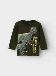 NAME IT Bluzka 13219778 Zielony Regular Fit. Zielone t-shirty chłopięce Name it, bez wzorów, z bawełny, bez ramiączek. Za 89.99 zł.
